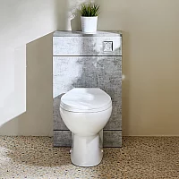 Milano Lurus Concrete Grey Modern 500mm WC Unit with Select Toilet Chrome Flush