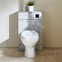 Milano Lurus Concrete Grey Modern 500mm WC Unit with Select Toilet Black Flush