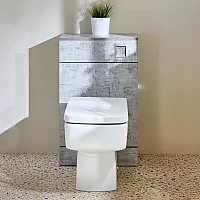 Milano Lurus Concrete Grey Modern 500mm WC Unit with Elswick Toilet Chrome Flush