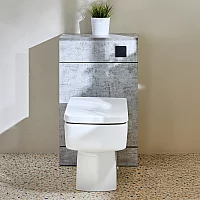 Milano Lurus Concrete Grey Modern 500mm WC Unit with Elswick Toilet Black Flush