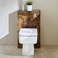 Milano Lurus Dark Oak Modern 500mm WC Unit with Elswick Toilet Chrome Flush