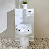Milano Lurus White Modern 500mm WC Unit with Ballam Toilet Chrome Flush