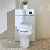 Milano Lurus White Modern 500mm WC Unit with Ballam Toilet Black Flush
