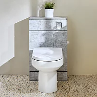 Milano Lurus Concrete Grey Modern 500mm WC Unit with Ballam Toilet Chrome Flush