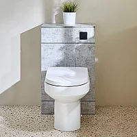 Milano Lurus Concrete Grey Modern 500mm WC Unit with Ballam Toilet Black Flush