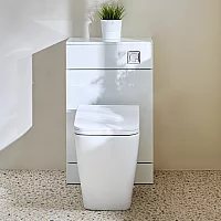 Milano Lurus White Modern 500mm WC Unit with Longton Toilet Chrome Flush