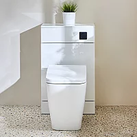 Milano Lurus White Modern 500mm WC Unit with Longton Toilet Black Flush