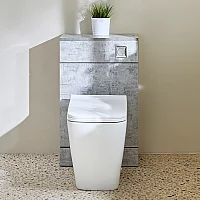 Milano Lurus Concrete Grey Modern 500mm WC Unit with Longton Toilet Chrome Flush