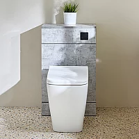 Milano Lurus Concrete Grey Modern 500mm WC Unit with Longton Toilet Black Flush