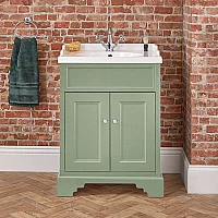 Milano Thornton Pastel Green 635mm Traditional Vanity Unit with Basin and Classic Round Chrome Handles