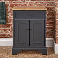 Milano Thornton Black Grey 645mm Traditional Vanity Unit with Classic Round Black Handles