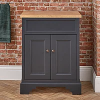 Milano Thornton Black Grey 645mm Traditional Vanity Unit with Classic Round Aged Bronze Handles