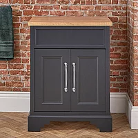 Milano Thornton Black Grey 645mm Traditional Vanity Unit with Classic TBar Chrome Handles