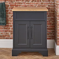 Milano Thornton Black Grey 645mm Traditional Vanity Unit with Classic TBar Black Handles