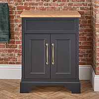 Milano Thornton Black Grey 645mm Traditional Vanity Unit with Classic TBar Aged Gold Handles