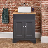Milano Thornton Black Grey 645mm Traditional Vanity Unit with Square Basin and Chrome Handles