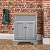 Milano Thornton Light Grey 645mm Traditional Vanity Unit with Classic Round Aged Gold Handles