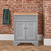 Milano Thornton Light Grey 645mm Traditional Vanity Unit with Classic Round Aged Bronze Handles