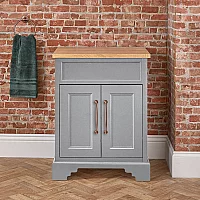 Milano Thornton Light Grey 645mm Traditional Vanity Unit with Classic TBar Aged Bronze Handles