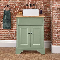 Milano Thornton Pastel Green 645mm Traditional Vanity Unit with Square Basin and Black Handles