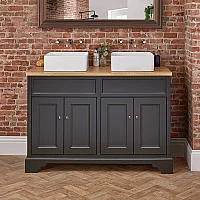 Milano Thornton Black Grey 1200mm Traditional Vanity Unit with Square Countertop Basin and