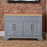 Milano Thornton Light Grey 1210mm Traditional Vanity Unit with Classic TBar Black Handles