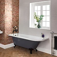 Milano Hest Stone Grey Traditional Freestanding Left Hand Corner Bath 1685mm x 750mm Black Feet
