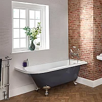 Milano Hest Stone Grey Traditional Freestanding Right Hand Corner Bath 1685mm x 750mm Chrome Feet