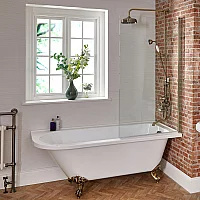 Milano Legend White Traditional Freestanding Right Hand Corner Shower Bath with Brushed Gold Screen 1685mm x 750mm Gold Feet