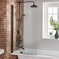 Milano Nero Black Curved Top Bath Shower Screen