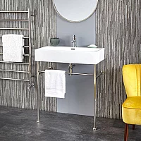 Milano Elswick 750mm x 420mm Basin with Chrome Washstand