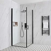 Milano Nero Black Hinged Double Door Corner Wet Room Shower Enclosure 700mm x 900mm