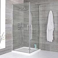 Milano Portland Chrome Hinged Double Door Corner Shower Enclosure with Tray Choice of Size
