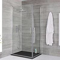 Milano Portland Chrome Hinged Double Door Corner Shower Enclosure with Slate Tray Choice of Size