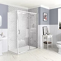 Milano Langley Corner 1700mm Traditional Sliding Shower Door with 900mm Side Panel and 1700mm x 900mm White Slate Tray