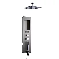 Milano Lisse Concealed Brushed Shower Tower Panel with 200mm Square Head and Short Ceiling Arm