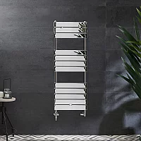 Milano Lustro Dual Fuel Designer Chrome Flat Panel Heated Towel Rail 1213mm x 450mm no Cable Cover