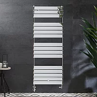 Milano Lustro Dual Fuel Designer Chrome Flat Panel Heated Towel Rail 1512mm x 600mm with Cable Cover