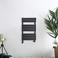 Milano Lustro Dual Fuel Designer Anthracite Flat Panel Heated Towel Rail 825mm x 450mm with Cable Cover