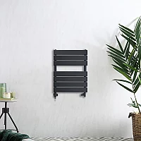 Milano Lustro Dual Fuel Designer Anthracite Flat Panel Heated Towel Rail 600mm x 400mm no Cable Cover