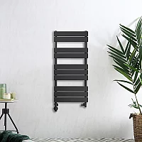 Milano Lustro Dual Fuel Designer Anthracite Flat Panel Heated Towel Rail 975mm x 450mm with Cable Cover