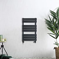 Milano Lustro Dual Fuel Designer Anthracite Flat Panel Heated Towel Rail 825mm x 450mm no Cable Cover