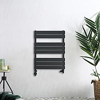 Milano Lustro Dual Fuel Designer Anthracite Flat Panel Heated Towel Rail 825mm x 600mm with Cable Cover