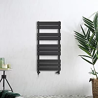 Milano Lustro Dual Fuel Designer Anthracite Flat Panel Heated Towel Rail 975mm x 450mm no Cable Cover