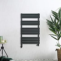 Milano Lustro Dual Fuel Designer Anthracite Flat Panel Heated Towel Rail 975mm x 600mm with Cable Cover