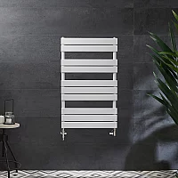 Milano Lustro Dual Fuel Designer White Flat Panel Heated Towel Rail 975mm x 600mm no Cable Cover