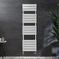 Milano Lustro Dual Fuel Designer White Flat Panel Heated Towel Rail 1500mm x 450mm no Cable Cover