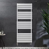 Milano Lustro Dual Fuel Designer White Flat Panel Heated Towel Rail 1500mm x 600mm no Cable Cover