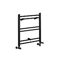 Milano Nero Dual Fuel Black Straight Heated Towel Rail 600mm x 400mm