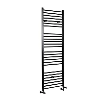 Milano Nero Dual Fuel Black Straight Heated Towel Rail 1800mm x 400mm